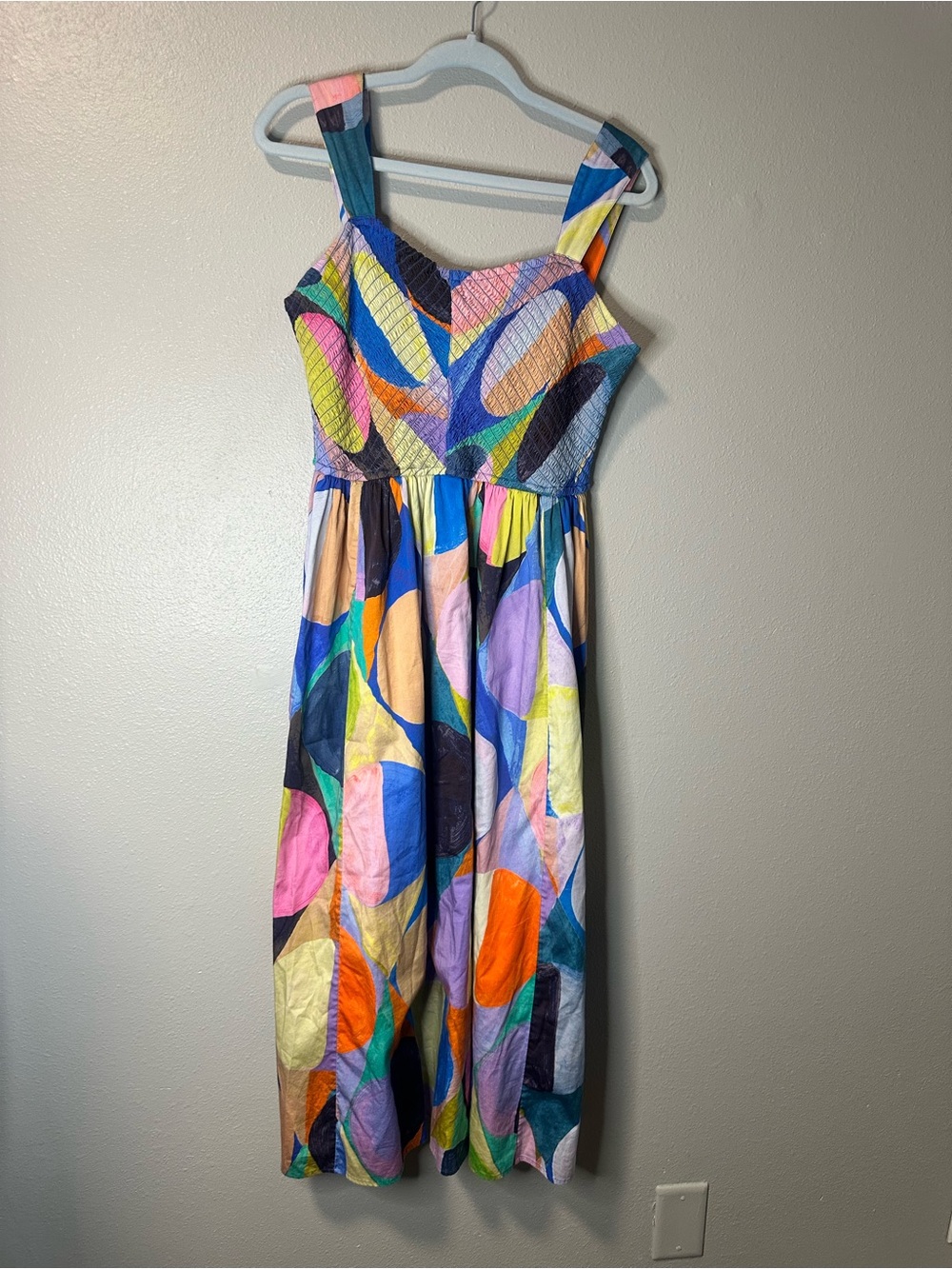 NIC+ZOE Abstract Colorblock Smocked Midi Dress Tank Sundress